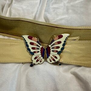 Chic Tan Belt with Butterfly Buckle